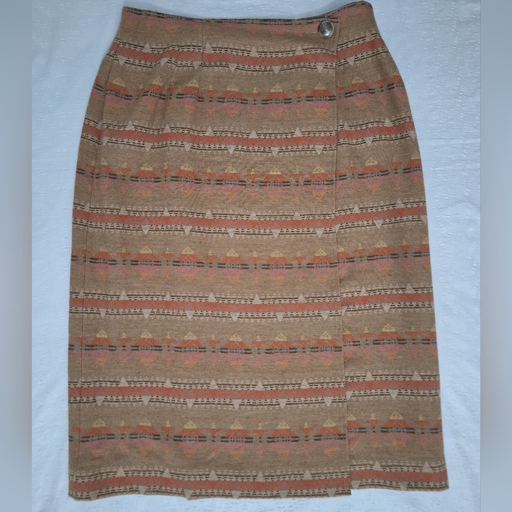 Pendleton Brown And Tan Patterned Midi Skirt - image 3
